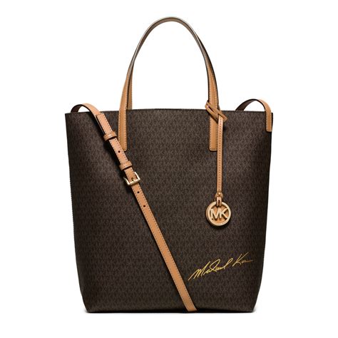 michael kors logo tote brown and cream|Michael Kors brown tote handbags.